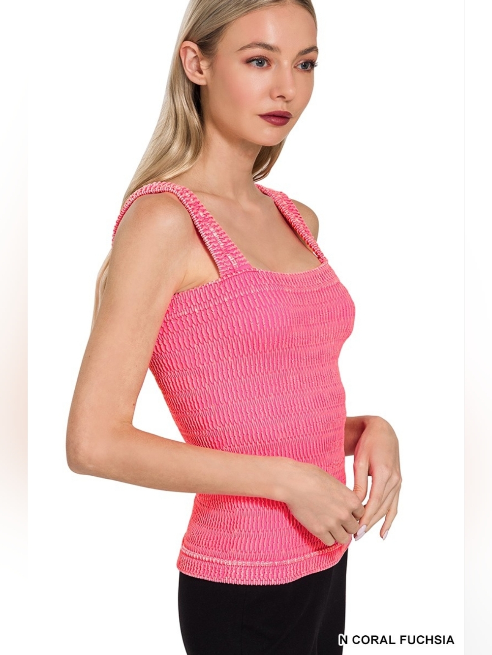 Zenana Seamless Winkle Stone Washed Tank Top- Sensory-Friendly - Picture 3 of 5